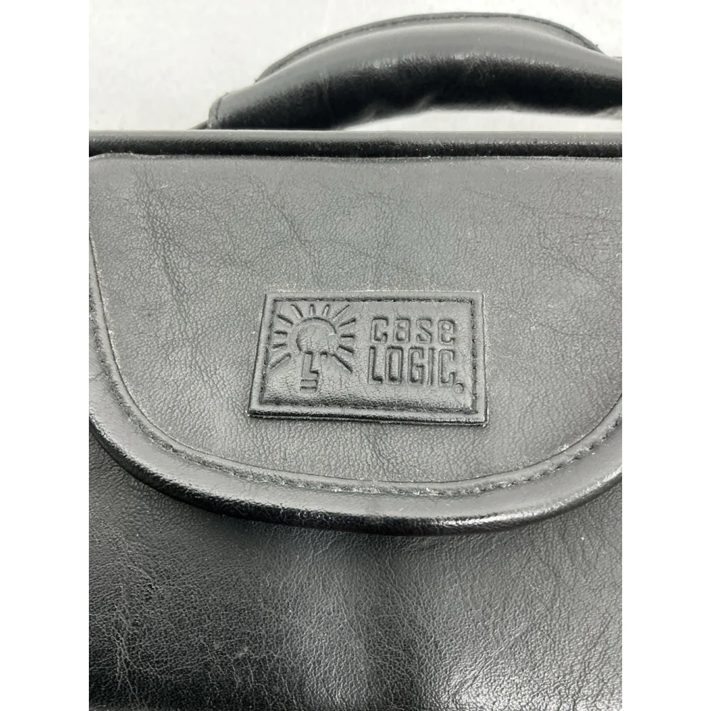 Case Logic Laptop Attache Bag Black Leather Hand Held Compartments & Pockets